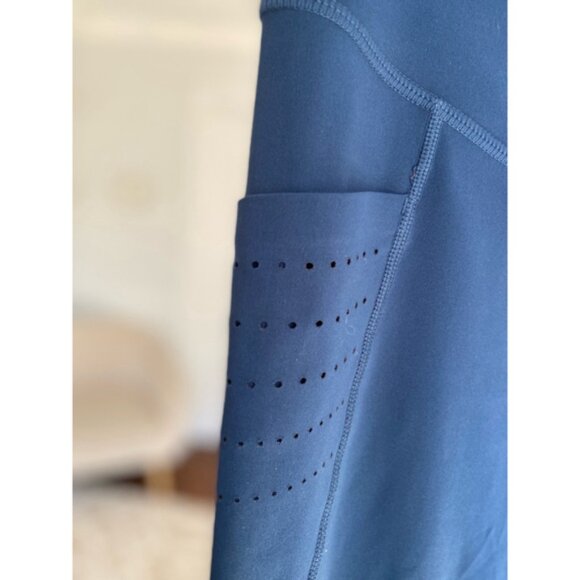Laser Cut Pocket Blue Athleisurecore Leggings Coastal Gym Baddie Stretchy - Picture 4 of 10